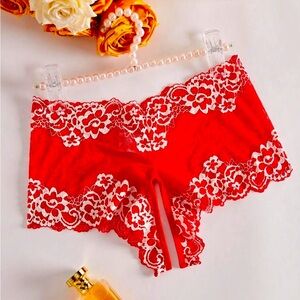 Crotchless Lace Panties nwt 
Red